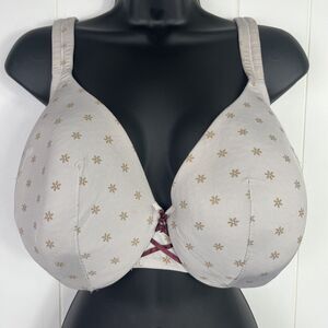 Lane Bryant Cacique Bra 40F Lightly Lined Full Coverage Snowflake Beige Tan